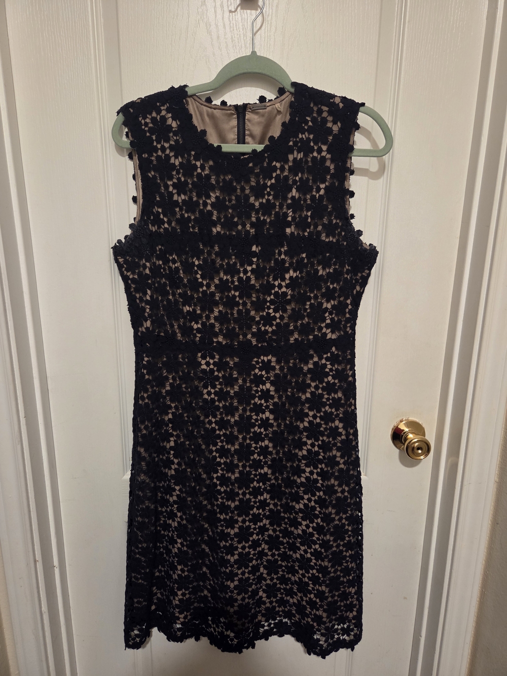 Tahari Black Lace Dress with Nude Lining